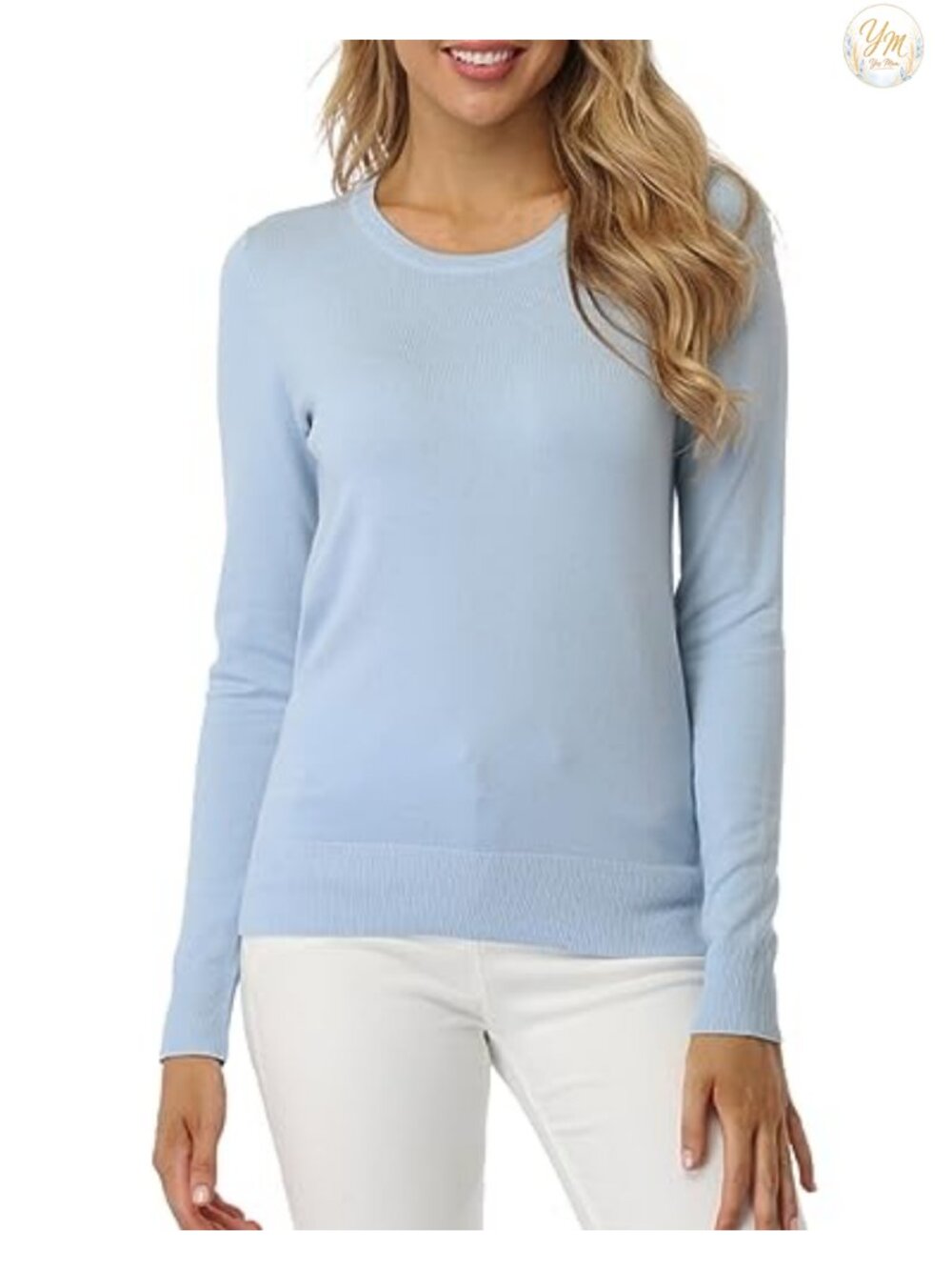 Womens Soft Knit Slim Fit Crewneck Pullover Sweater Long Sleeve Layering